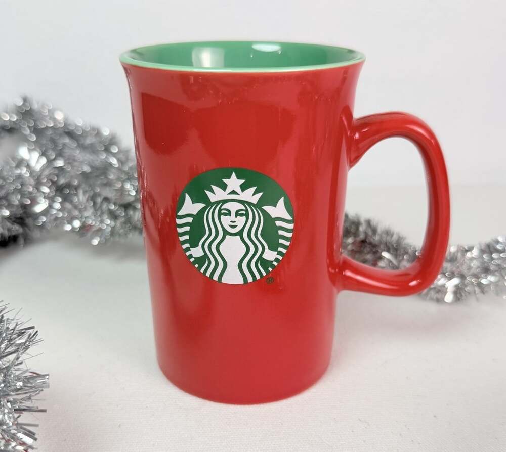 Starbucks Coffee Mug Red Green 10 fl oz Holiday 2024 Ceramic Christmas Cup